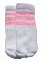 Infant-baby white tube socks with Baby Pink stripes