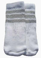 Infant-baby white tube Socks with Grey Stripes 