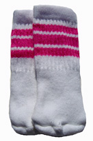 Infant-baby white tube socks with Hot Pink Stripes 